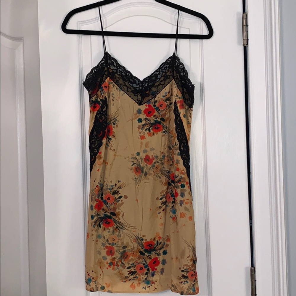 Floral & lace slip dress